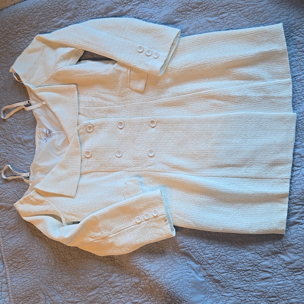 NWT, Reveuse, White Double-Breasted Dress, Sz. L - Picture 9 of 10
